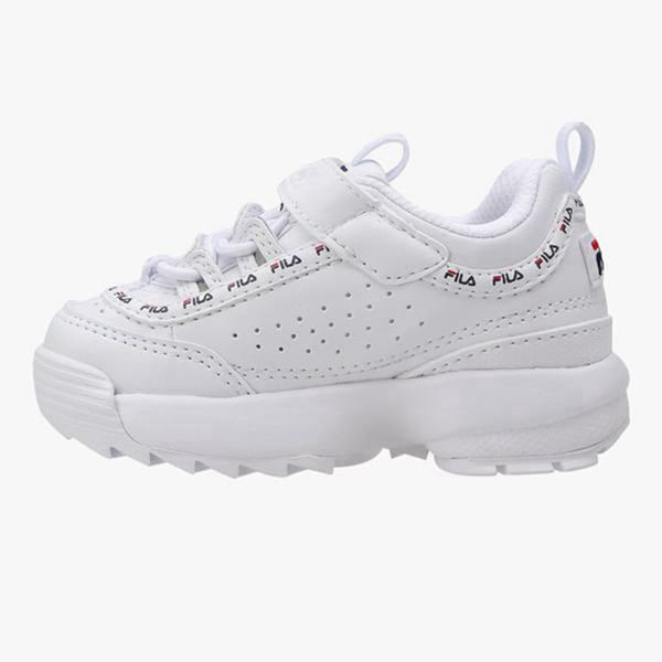 Fila disruptor deals tapey tape white